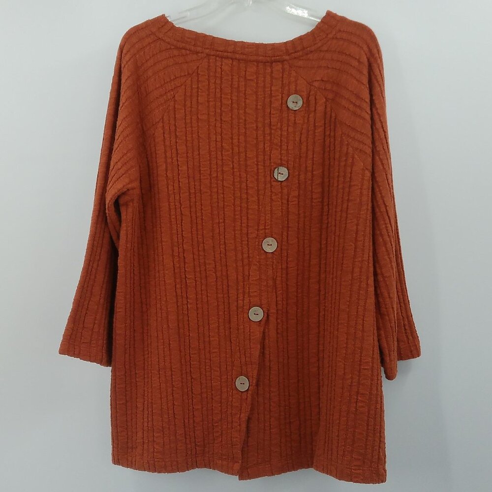 Soft Surroundings Goldie Tunic Top 1X Dark Copper Asymmetrical Button Up Back - Picture 5 of 8